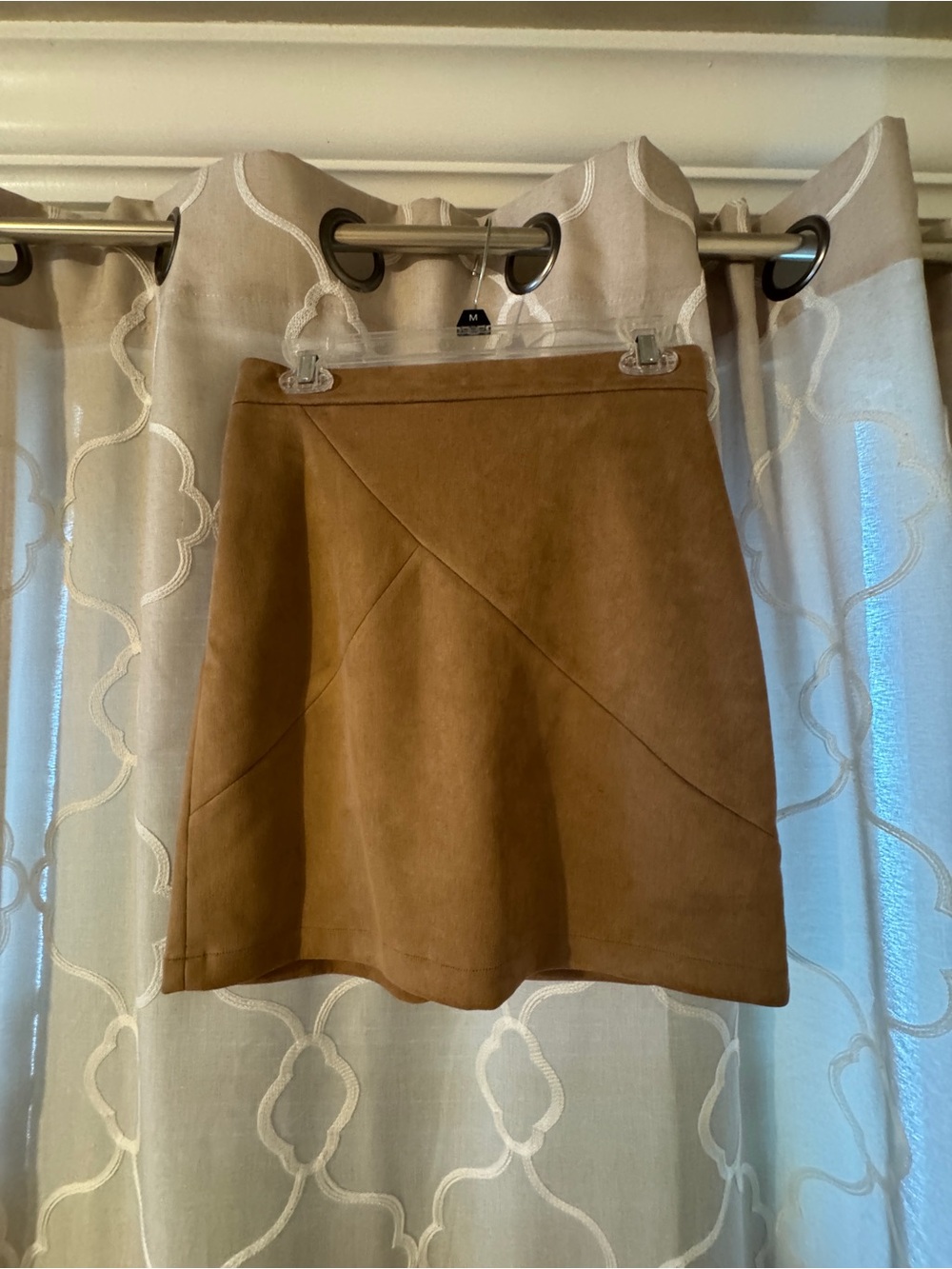 Elegant Tan Faux Suede Mini Skirt